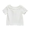thumbnail image 5 of Baby Girl Boy Short Sleeve Shirts New Toddler Kids Girls Fashion Cute Solid Color Flounce Soft Short Sleeve Buttontops Style B-49 White 12 Months, 5 of 5