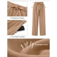 thumbnail image 4 of Chiclily Women Wide Leg Pants with Pockets High Waist Loose Belt Flowy Casual Trousers, US Size Large in Peach Puff, 4 of 9