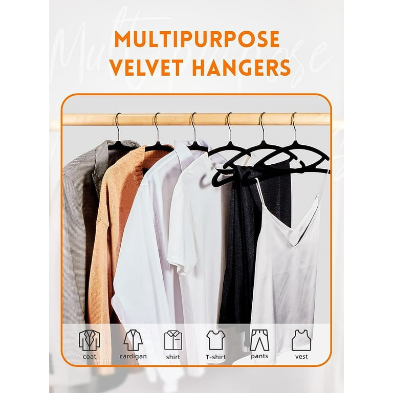 HOUSE DAY Black Velvet Hangers 60 Pack, Luxury Felt Hangers Non Slip Clothes  Hangers, No Shoulder Bump Focked Hanger 