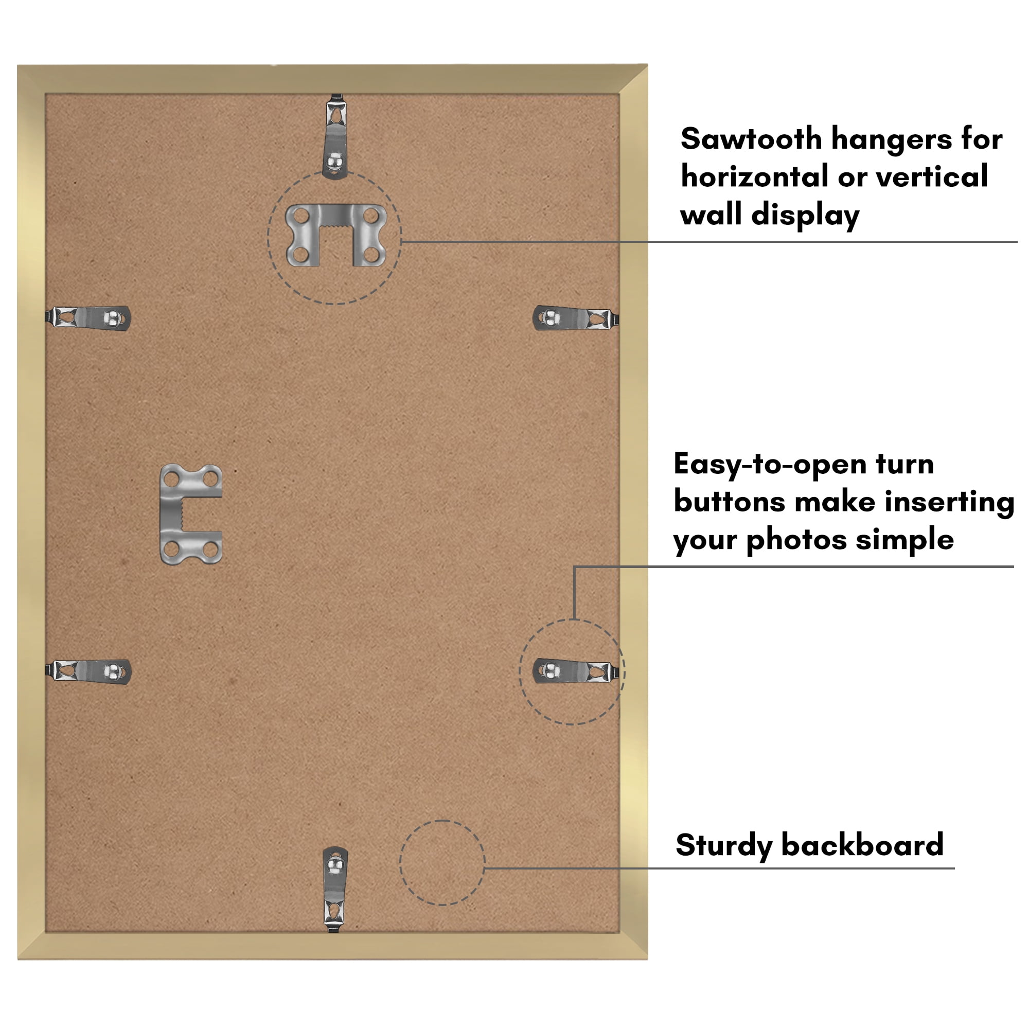 Americanflat 8x12 Picture Frame with Polished Plexiglass with 6x8 Mat 5 Pack Display Photo Galleria - Gold