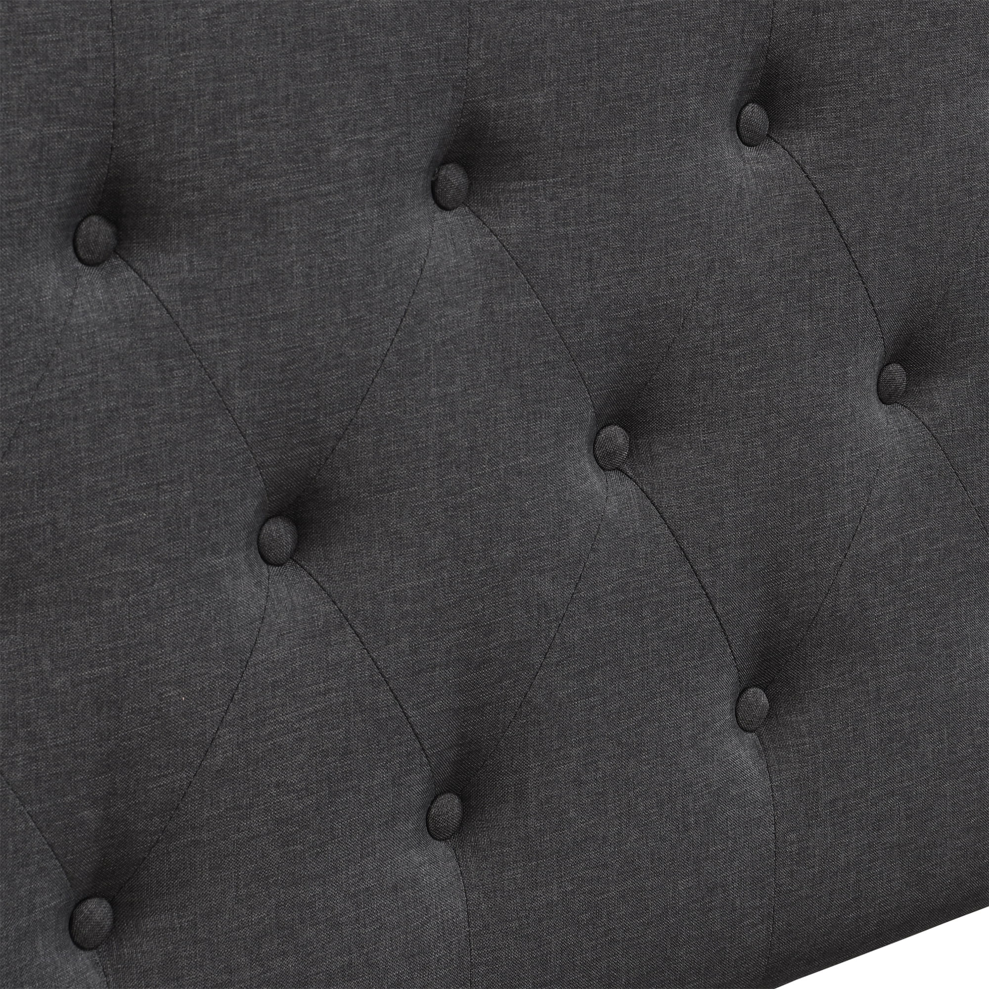 Elle Decor Amery Diamond Stitched Tufted Headboard Queen Size, Charcoal Grey