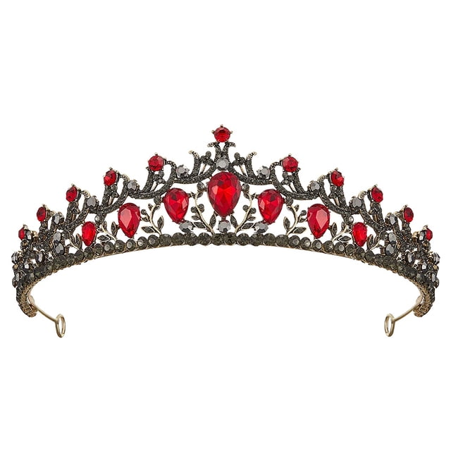 Tiaras y coronas rojas para mujer, tiara de boda para novia, corona de princesa de cristal, tocado de cumpleaños, accesorios para el cabello
