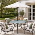 thumbnail image 4 of Round Outdoor Tablecloth with Umbrella Hole and Zipper, Teal Ombre Fitted Table Cover with Elastic Edge for 55-60 Inch, Modern Geometric Moire Abstract Art Waterproof Patio Tablecoths for Picnic, 4 of 9