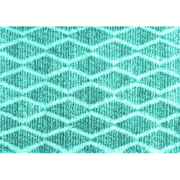 Ahgly Company Machine Washable Indoor Rectangle Abstract Turquoise Blue Contemporary Area Rugs, 5' x 7'