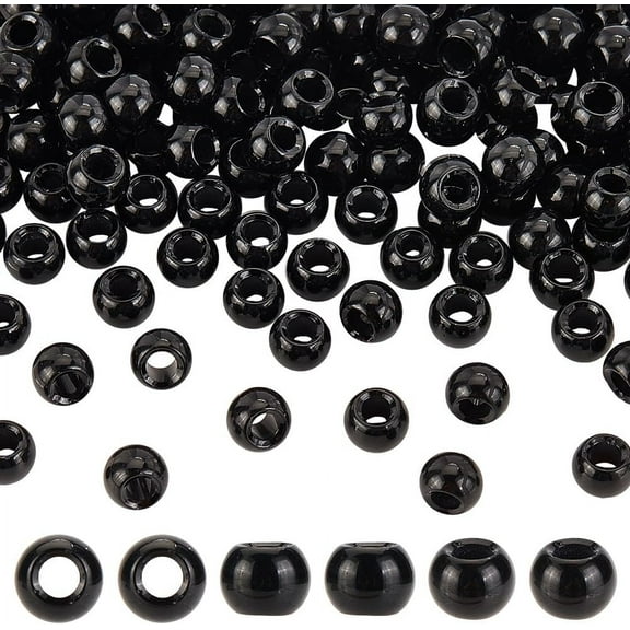 200pcs 8x6mm Black Glass Beads with 3.5mm Hole Rondelle Round Black Spacer Beads for Bracelet Necklace Jewelry Making DIY Crafts