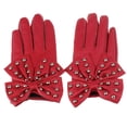 thumbnail image 1 of MesaSe Motorcycle Women Rivets Bow Solid Color Faux Leather Gloves Full Finger Mittens, 1 of 11