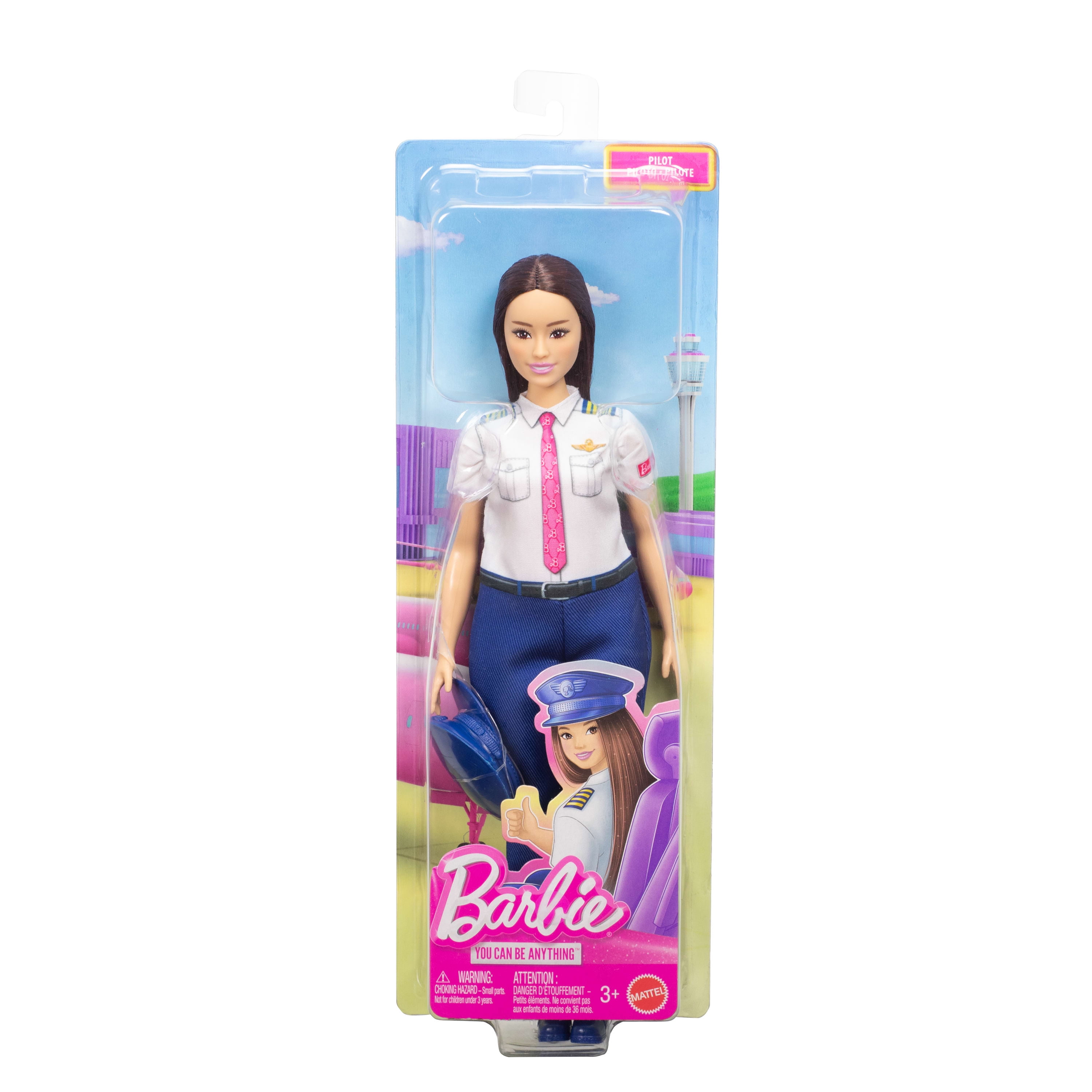 Barbie Careers Pilot Doll & Accessory, Fashion Doll Wearing Removable Uniform & Shoes with Hat