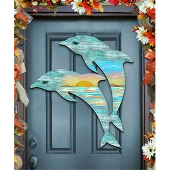 Dolphins Scenic Wooden Decorative Door Hanger