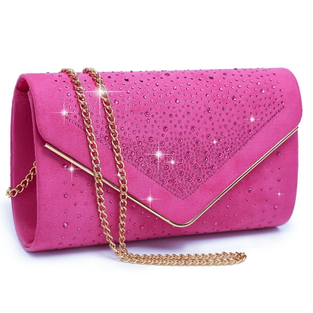 Bolso de noche Dasein de gamuza sintética con diamantes de imitación para mujer
