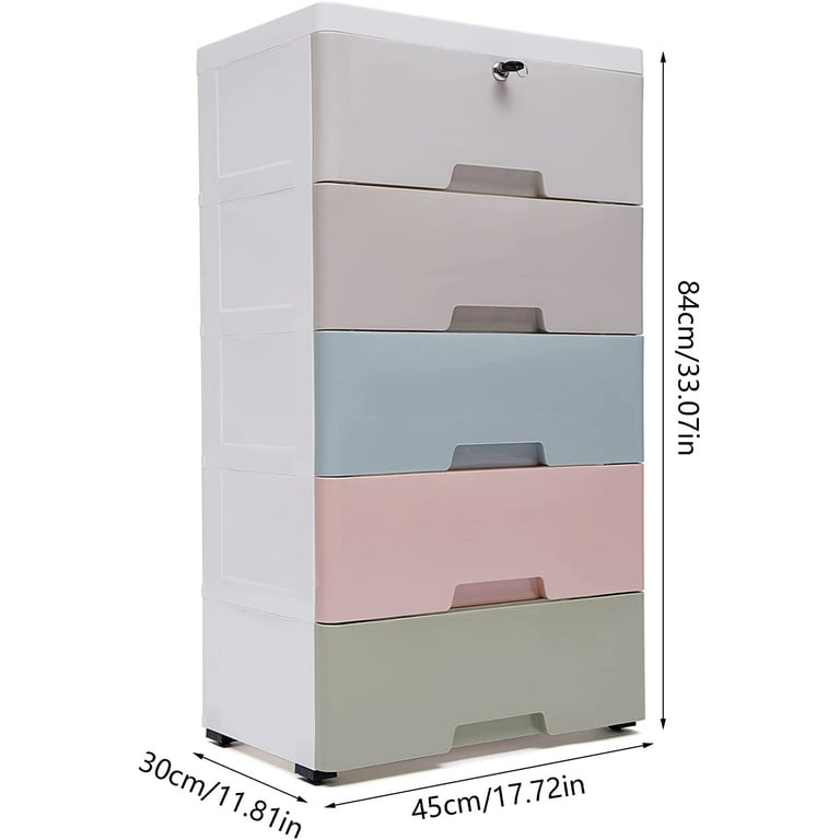 MONIPA Blue 5 Layers Storage Cabinets 6 Drawer Plastic Dresser Storage  Tower Closet Organizer with Wheels for Home Office Bedroom 