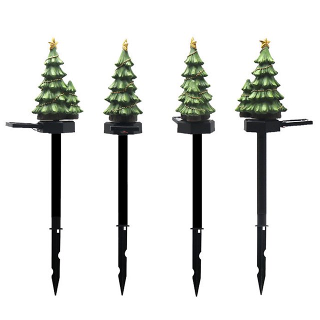 Luces navideñas de resina para el césped Lámparas con enchufe a tierra Linternas LED (Árbol de Navidad) JShteea Libre de BPA