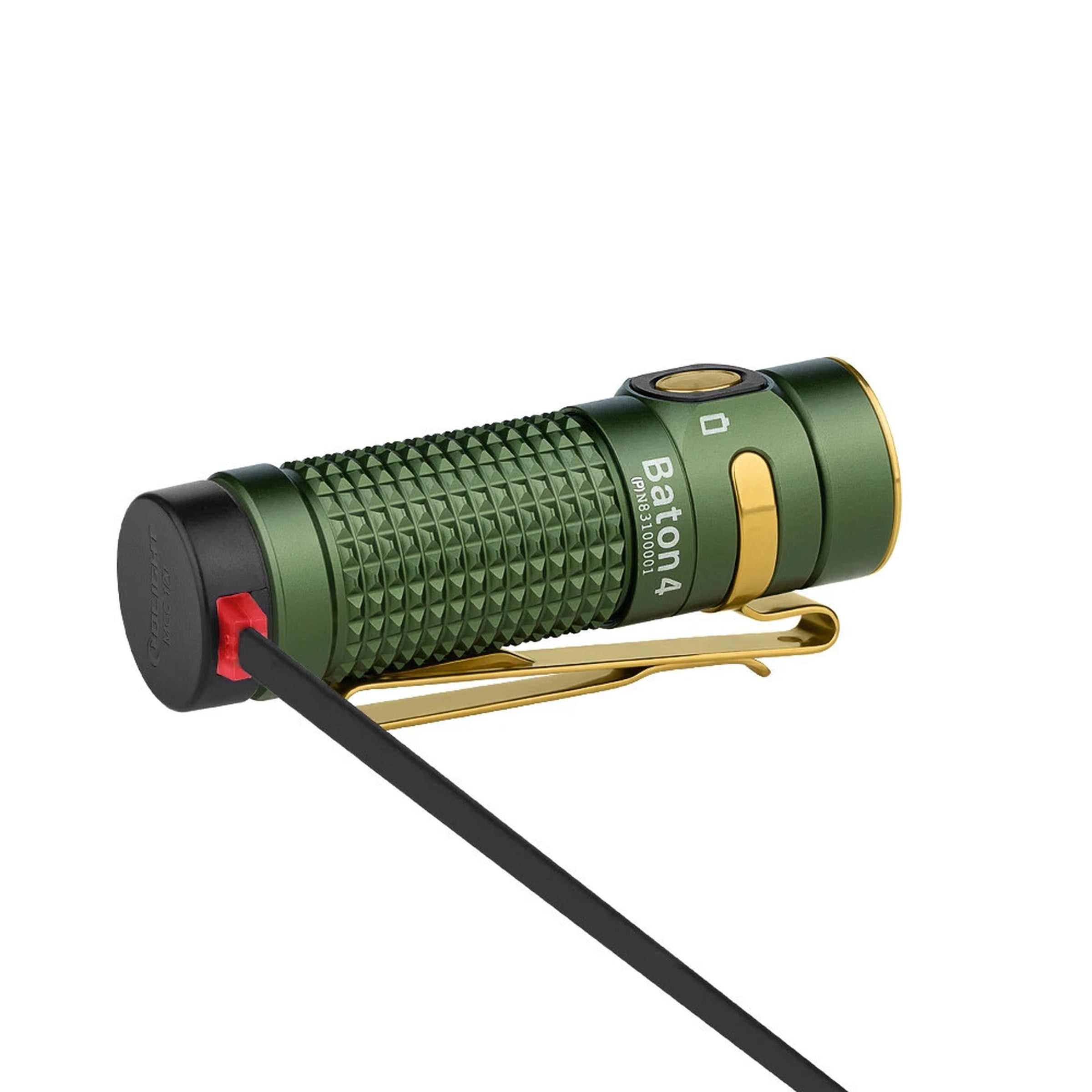 Olight Baton 4 OD Green Premium Rechargeable Flashlight + Charging Case, 1300 L