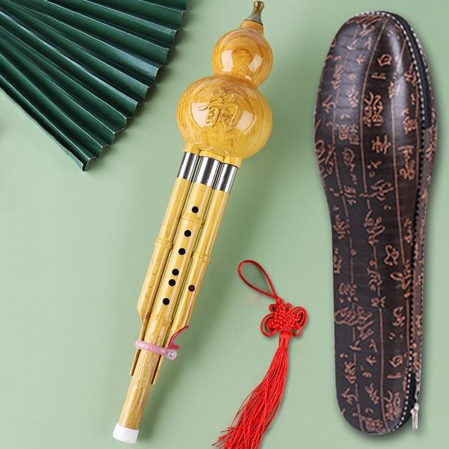 Hulusi Chino Hecho A ManoFlauta de cucurbitáceas étnica Flauta de calabaza clásica Exquisito folk Hulusi para amantes de la música