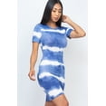thumbnail image 2 of Saronite Tie-dye Bodycon Short Sleeve Midi Dress, Blue (Women's), 2 of 5
