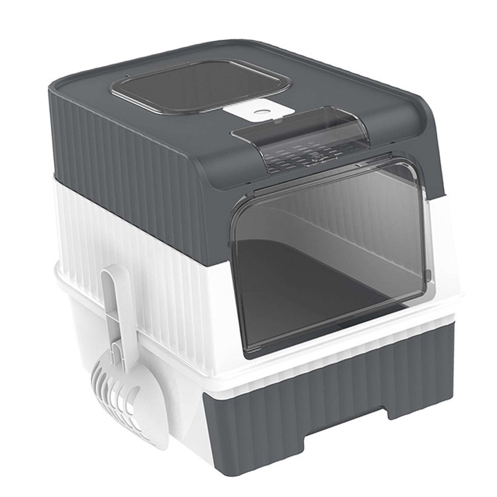 Bvdfgk Enclosed Litter Box, Foldable Large Litter Box, with Front Door Pull-out Drawer, Grey