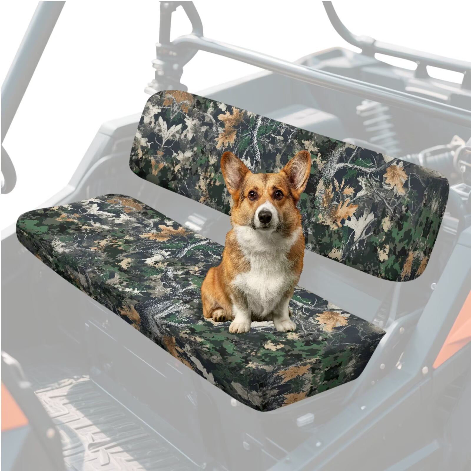 XYZCANDO Green Camo Forests UTV Seat Covers for Kawasaki Mule 3000 2 Pieces UTV Seats Cover Accessory Part Mule Accessory Parts Replacement Bench Seat Covers Full Protection