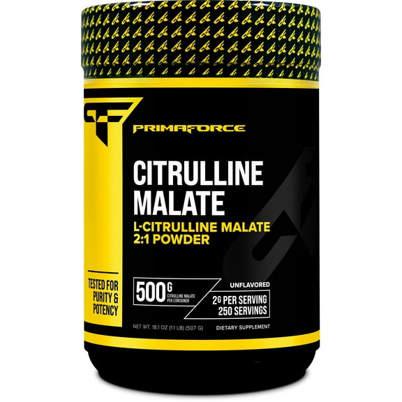 PrimaForce L-Citrulline Malate Powder, Unflavored Pre Workout Supplement, 500 Grams