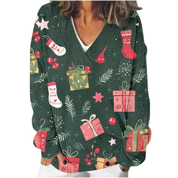 Christmas Sweatshirts for Women Sweatshirt Cotton Crewneck Sweatshirts Vintage Long Sleeve Blouses Dressy