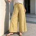 thumbnail image 5 of PBFRDSJ Cotton Linen Plazzo Pants for Women Boho Floral Embroidered Drawstring Pants Casual Wide Leg Peasant Vacation Bottoms, 5 of 8