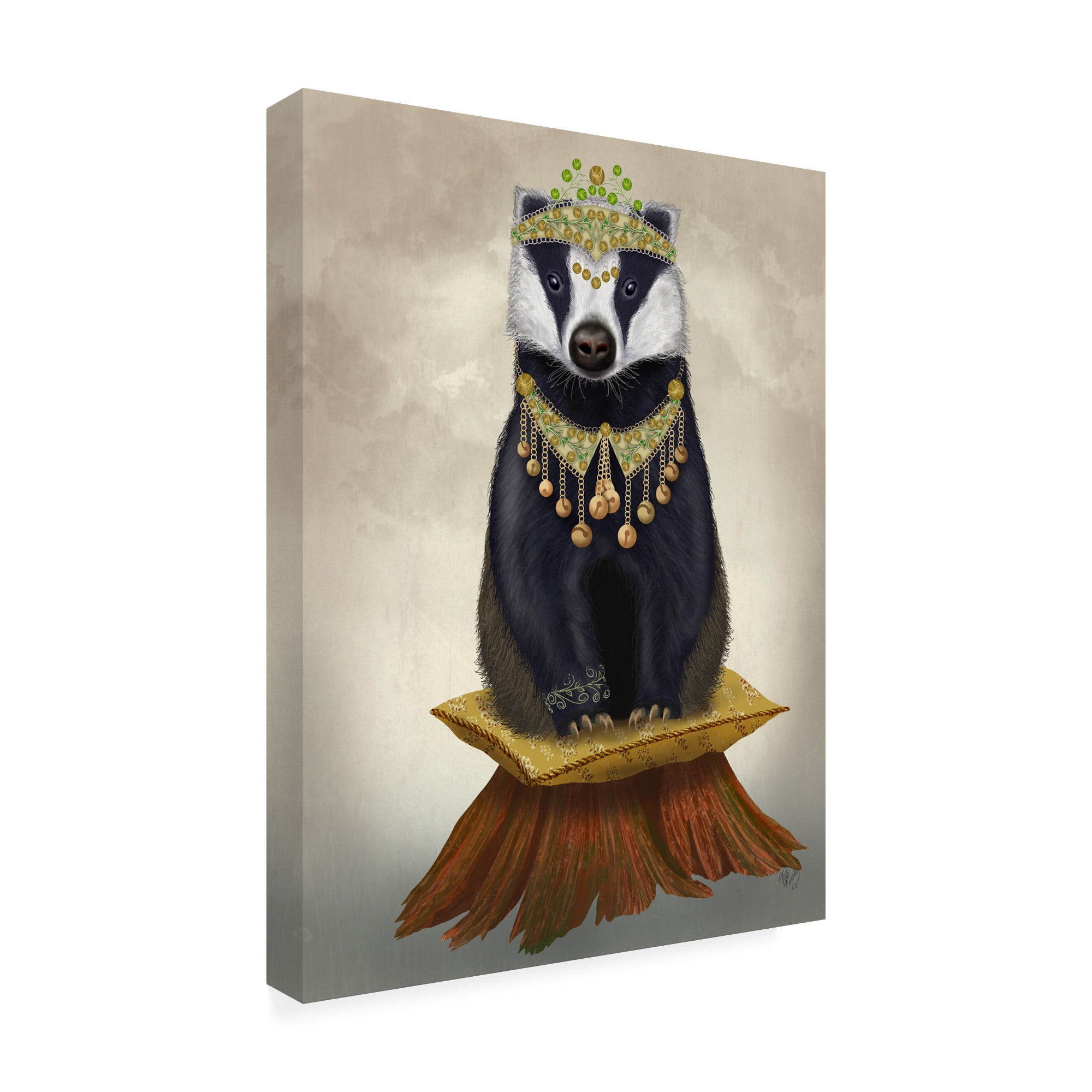 Trademark Fine Art 'Badger with Tiara, Full' Canvas Art by Fab Funky