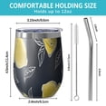 thumbnail image 5 of 12oz Stemless Wine Tumblers Yellow Lemon Fruit Slices DarkBlue Pattern Vacuum Insulated Stainless Steel Travel Tumbler Cups Mug with Lid and Straw for Champaign,Cocktail,Beer with Cleaning Brush, 5 of 5
