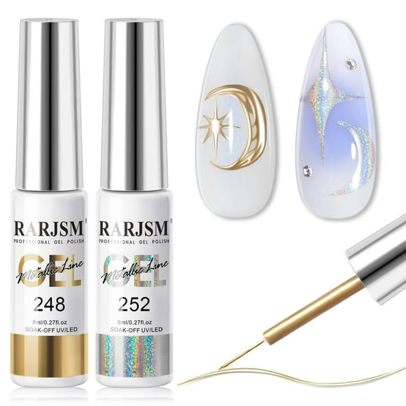 Set de esmaltes de uñas en gel RARJSM Metallic Chrome Mirror 8 ml x2