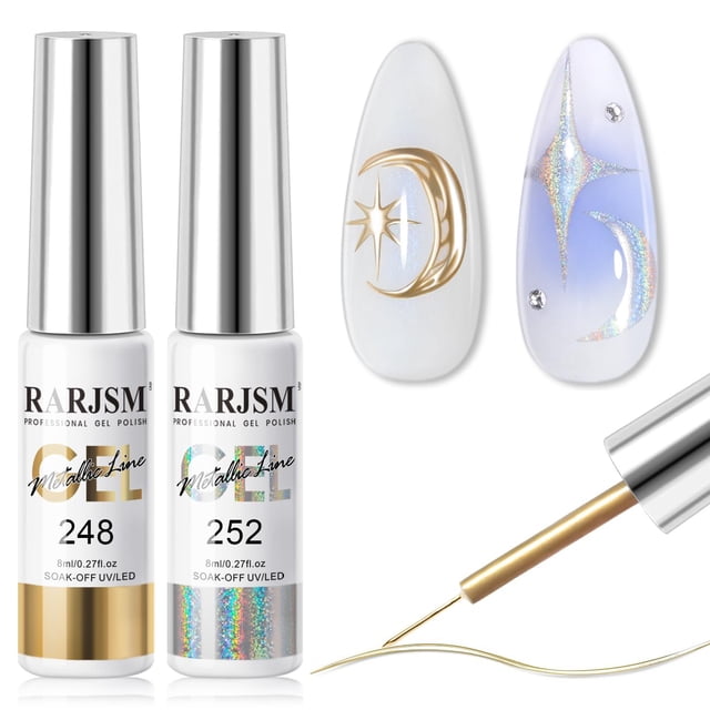 Set de esmaltes de uñas en gel RARJSM Metallic Chrome Mirror 8 ml x2