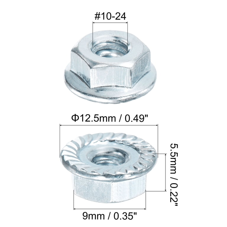 M3 Serrated Flange Hex Lock Nuts 304 Stainless Steel 10 Pcs