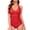 Red, variant on AICARE Women's One Piece Bathing Suits Tummy Control Swimsuits V Neck Ruched Slimming Swimwear