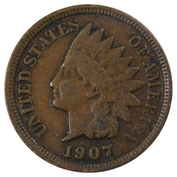 1907 Indian Head Cent F Fine Bronze Penny 1c Coin Collectible