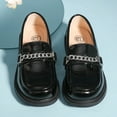 thumbnail image 4 of DADAWEN Girl's Loafers Slip On Chain Leather Flats Round Toe School Uniform Black Dress Shoes 1.5 Toddler, 4 of 6