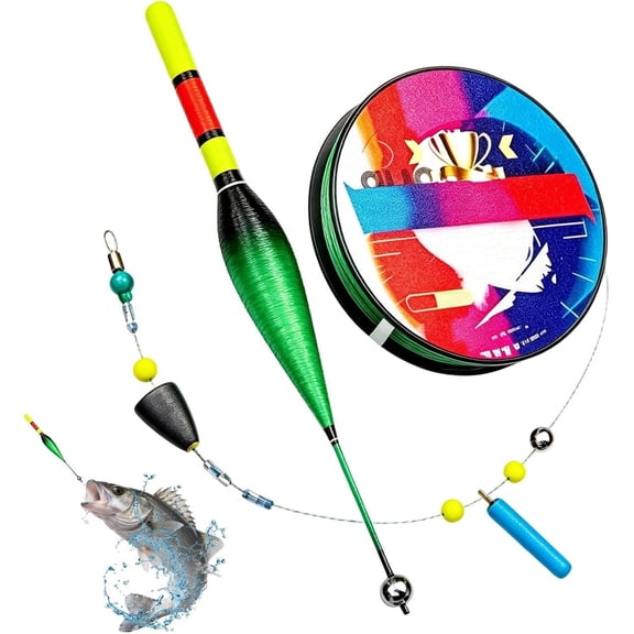 Automatic Fishing Bobber Line Set  Nylon Floats, Bottom Seeking 100M Fishing Line, Color Changing Slip Bobbers for Freshwater & Saltwater(RL 1 Set)