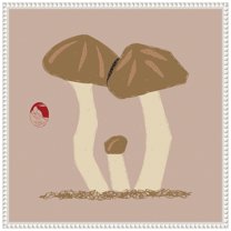 Amanti Art Matsutake Mushroom Family Framed Canvas Wall Art Print