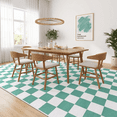 thumbnail image 3 of Arogan Checkered Area Rug for Living Room Bedroom Washable Rug, Mint Green and White,6' x 9', 3 of 8
