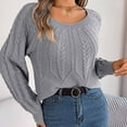 thumbnail image 5 of LOVZFMLL Women's Sweaters Acrylic Crew Neck Ribbed Pullover Solid Color Casual Fashion Elegant Loose Tops Warm Fall Winter Clothes, 5 of 8