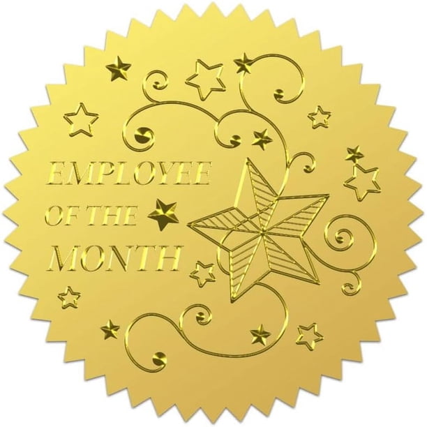 100 pegatinas doradas de 2 pulgadas con forma de estrella, autoadhesivas, redondas, para sobres de oficina, con relieve dorado.