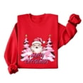thumbnail image 4 of qucoqpe Women's Christmas Tree Printed Sweatshirts Fashion Casual Crewneck Tops Red Series Long Sleeve Oversized Pullovers for 2026 Fall Winter, 4 of 5