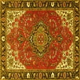 thumbnail image 1 of Ahgly Company Machine Washable Indoor Square Medallion Yellow Traditional Area Rugs, 6' Square, 1 of 4