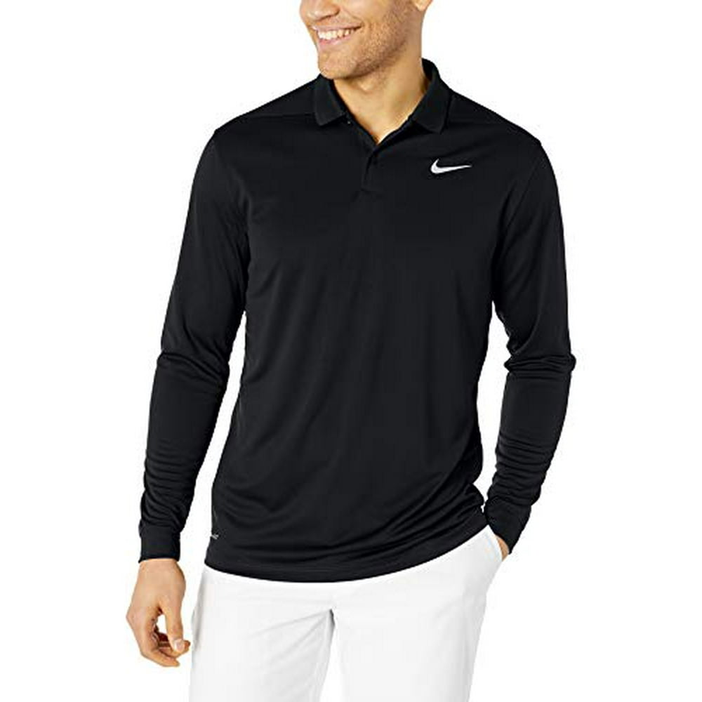 Nike - Nike Men's Dry Victory Polo Long Sleeve, Black/Cool Grey, Small ...