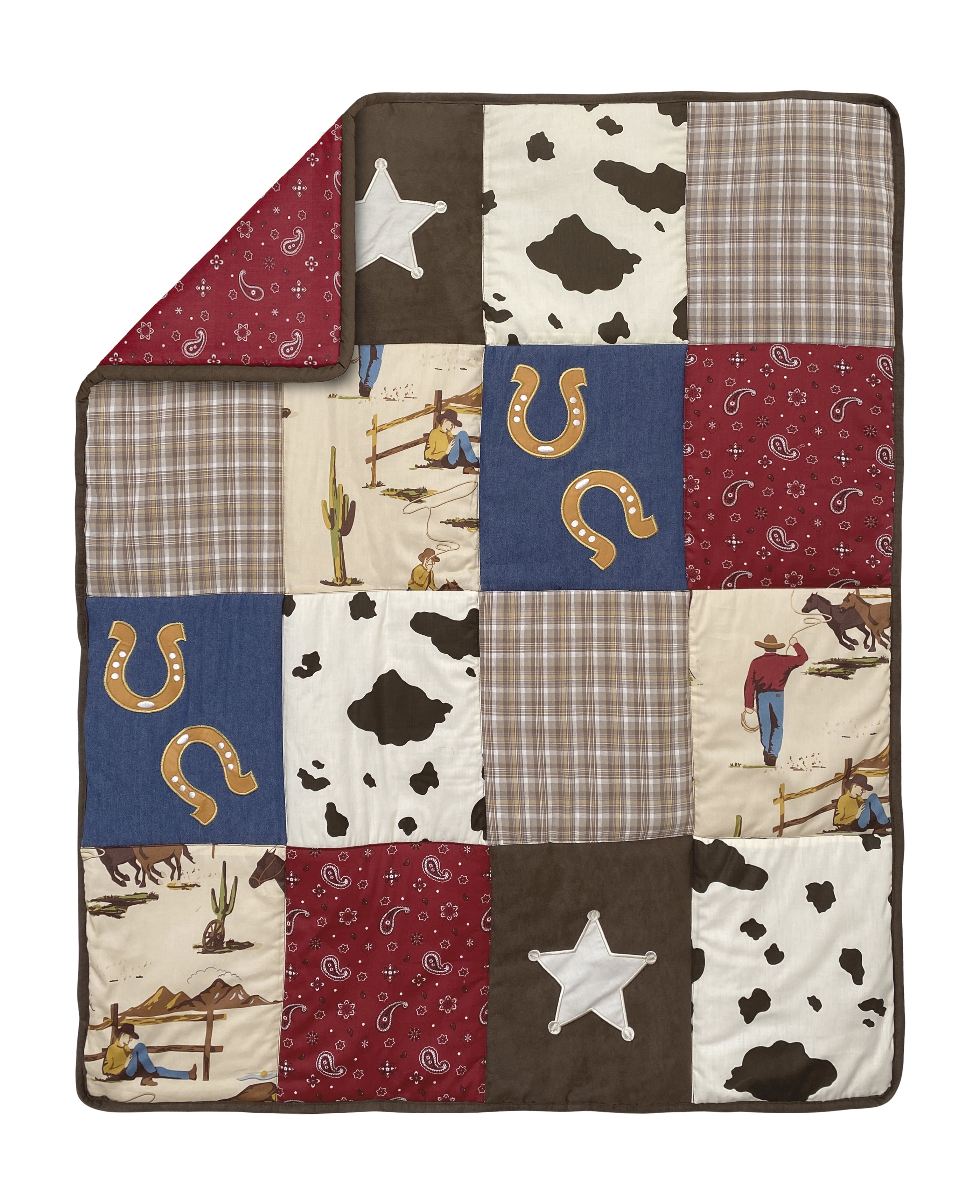 Sweet Jojo Designs Wild West Cowboy Red Blue and Brown 3 Piece Mini Crib Bedding Set