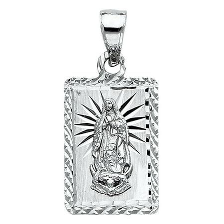 - Jewels By Lux 14K White Gold Our Lady Of Guadalupe Virgin Mary Pendant 19mm X 13mm
