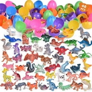 Fun Little Toys 48 Pcs Easter Eggs Filled with Mini Animals, Bright Colorful Easter Eggs Prefilled with Animal Toys for Easter Basket Stuffers, Easter Egg Fillers