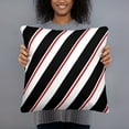 thumbnail image 2 of Vibrant Contrast 18"x18" Black White Red Stripe Accent Pillow, 2 of 8