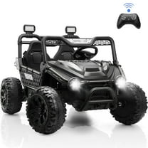 Farmdex 24V Ride on Car Truck, 2 Seater Electric UTV w/Remote Control, 21.5" Spacious Seat Ride on Toy for Kids Aged 3-10, Music, Storage, LED Light, Black