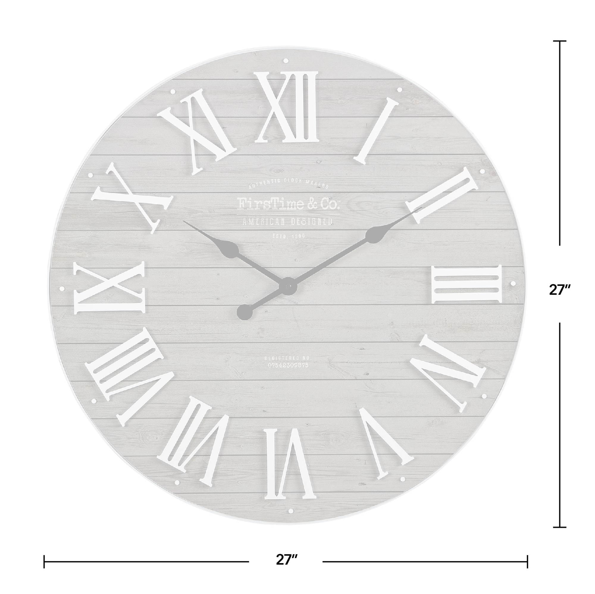 FirsTime & Co. Gray Emmett Shiplap Wall Clock, Farmhouse, Analog