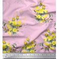 thumbnail image 1 of Soimoi Velvet Fabric Leaves & Yellow Flower Watercolor Print Fabric by Yard 58 Inch Wide, 1 of 1