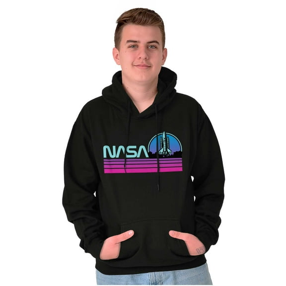 Vaporwave Aesthetic NASA Worm Logo Hoodie Sweatshirt Women Men Brisco Brands S