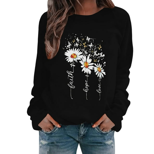 WZXFASHION Haut Ample pour Femmes Automne et Hiver Manches Longues Col Rond Imprimé Chandail Décontracté 50 % de Réduction Liquidation sous-Vêtements Thermiques Haut
