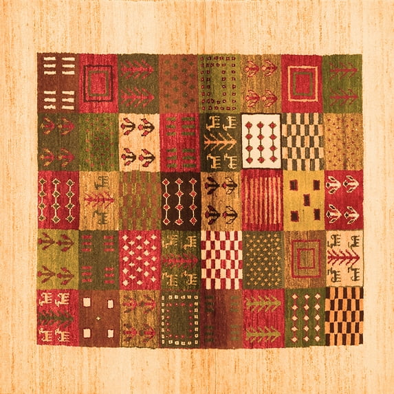 Ahgly Company Indoor Square Abstract Orange Contemporary Area Rugs, 5' Square