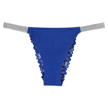 Yuhangmm Women s Panties Women s Hollow Lace Low Waist Briefs Women s Solid Color High Elastic Silver Ribbon Thong Briefs High Cut Panties for Women
